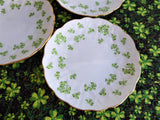 Aynsley Shamrock Set 3 Plates Green Irish Shamrocks 1950s Bread Dessert English Bone China