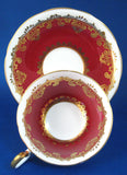 Cup And Saucer Aynsley Red White Gold Overlay 1950s Bone China