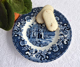 Blue Transferware Playtime Plate Barratts England Dessert Pie 1950s Ironstone