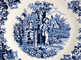 Blue Transferware Playtime Plate Barratts England Dessert Pie 1950s Ironstone