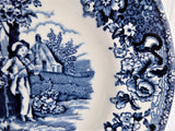 Blue Transferware Playtime Plate Barratts England Dessert Pie 1950s Ironstone