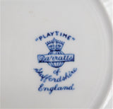 Blue Transferware Playtime Plate Barratts England Dessert Pie 1950s Ironstone