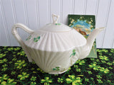 Teapot Irish Belleek Shamrock Harp Tea Pot 1946-1955 Seashell 4nd Green Mark