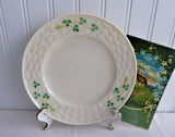 Irish Belleek Teacup Trio Basket Weave With Shamrocks 1950s 4th Green Mark