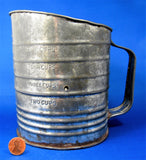 Red Wood Handled 1950s Tin Flour Sifter Bromwell 6 Cup Measuring Sifter Kitchen Gadget