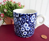 Vintage Blue Calico Ceramic Mug Royal Crownford England Blue Chintz 1950s