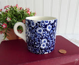Vintage Blue Calico Ceramic Mug Royal Crownford England Blue Chintz 1950s