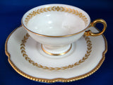 Cup And Saucer Castleton USA Aria Gold Laurel Wreath Burnished Gold Trim