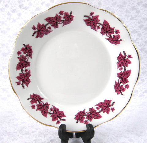 Purple Ivy Leaves Bread And Butter Plate 1950s English Bone China Clare Cake