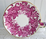Coalport Maple Time Chintz Cup And Saucer Pink Mulberry Bone China 1949-1960