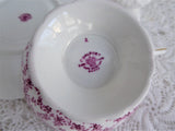 Coalport Maple Time Chintz Cup And Saucer Pink Mulberry Bone China 1949-1960