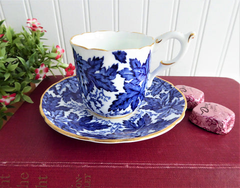 Coalport Maple Time Demi Cup And Saucer Blue And White Bone China 1949 –  Antiques And Teacups