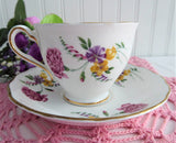 Pink Carnations Cup and Saucer Colclough Wild Flower Bouquets 1950s