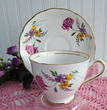 Pink Carnations Cup and Saucer Colclough Wild Flower Bouquets 1950s