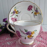 Pink Carnations Cup and Saucer Colclough Wild Flower Bouquets 1950s