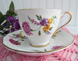 Pink Carnations Cup and Saucer Colclough Wild Flower Bouquets 1950s