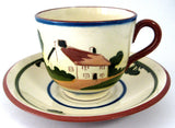 Mottoware Large Cup and Saucer Where Friends There Riches Dartmouth Torquay 1950s