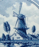 Delft Tile Delfts Windmill Canal Holland Vintage Dutch 1950s Blue And White Decorative Tile