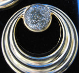 Earrings Diamond Dust Posts 1950s Retro Gold Hoops Lucite Box Natural Diamonds