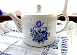 Teapot Blue And White Floral 1950s Ellgreave England Large Tea Pot