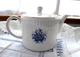 Teapot Blue And White Floral 1950s Ellgreave England Large Tea Pot