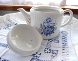 Teapot Blue And White Floral 1950s Ellgreave England Large Tea Pot