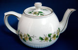 Vintage English Tea Pot Teapot Ellgreave Apple Blossoms 1950s Woods