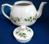 Vintage English Tea Pot Teapot Ellgreave Apple Blossoms 1950s Woods