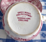 Red Transferware Tea Cup And Saucer English Scenery 1940s Woods Rural Landscape