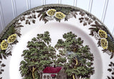 Royal China USA Fair Oaks Dinner Plate Go With Friendly Village 1950-1960s Brown Transferware