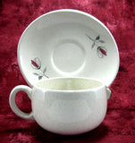 Franciscan Duet Cup And Saucer 1950s Oval Saucer Pink Retro Flowers USA