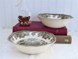 Johnson Brothers Friendly Village Square Cereal Bowls Pair Soup Covered Bridge English 1950s