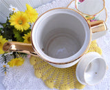 Gibson Teapot Retro White Gold Filigree England 1950s Tall Reeded