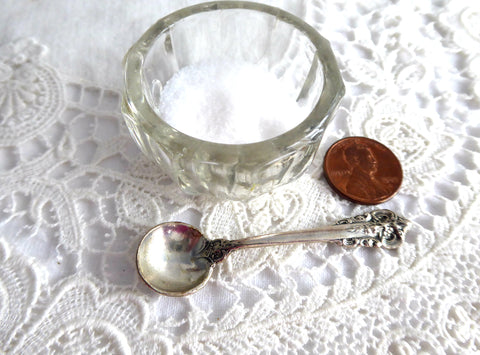 Vintage Sterling Silver Salt Spoon Wallace Silver USA Grande Baroque 1950s