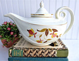 Hall Teapot Aladdin Shape With Infuser Autumn Leaf Jewel Tea 1950s