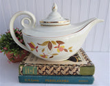 Hall Teapot Aladdin Shape With Infuser Autumn Leaf Jewel Tea 1950s