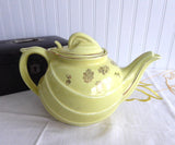 Retro Hall Teapot Canary Gold Label Parade Hook Yellow With Gold Oak Leaves 1950s
