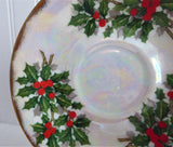 Holly Cup And Saucer Japanese Luster December 1950s Norcrest Vintage Christmas