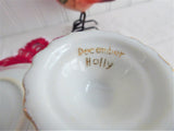Holly Cup And Saucer Japanese Luster December 1950s Norcrest Vintage Christmas