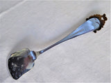 English Souvenir Spoon Shovel Isle Of Man Enamel Finial Manx Cat 1950s