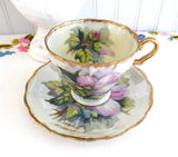 Fancy Cup And Saucer Japanese Luster Hibiscus August 1950s Hand Painted