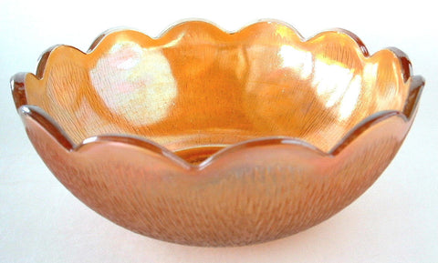 Tree Bark Carnival Glass Bowl Marigold Master Berry Bowl Iridescent Glass 1950s