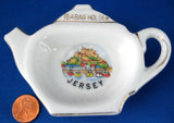 Tea Bag Caddy Jersey Teapot Shape Teabag Holder 1950s English Souvenir