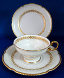 Elegant Teacup Trio Laurel Gold Laurel Wreath Gold Beading Castleton USA 1940s