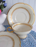 Elegant Teacup Trio Laurel Gold Laurel Wreath Gold Beading Castleton USA 1940s
