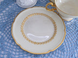 Elegant Teacup Trio Laurel Gold Laurel Wreath Gold Beading Castleton USA 1940s