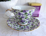 Pretty Violets Chintz Cup And Saucer Lefton 1950s Sweet Violets Pedestal