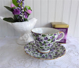 Pretty Violets Chintz Cup And Saucer Lefton 1950s Sweet Violets Pedestal
