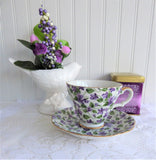 Pretty Violets Chintz Cup And Saucer Lefton 1950s Sweet Violets Pedestal