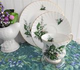 Lily Of The Valley Teacup Trio Elizabethan 1950s Bone China Spring Floral